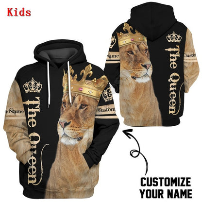 Lion Queen Customize Your Name 3D Printed hoodies child baby boy girl clothing