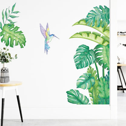 Removable Tropical Leaves Flowers Bird Wall Stickers