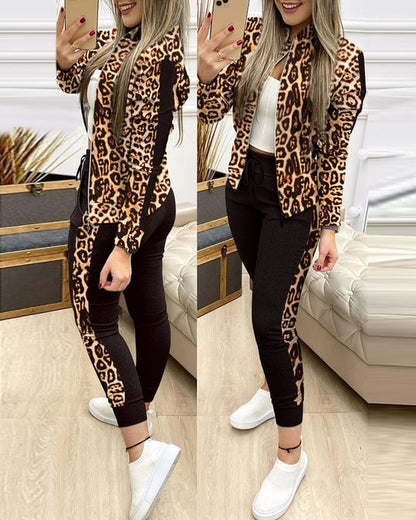 Tracksuit Suits 2 Piece Set Zipper Jacket+long Pants Sports Suit