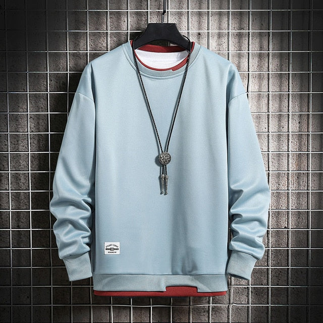 Two Pieces Multi Color Round-neck Sweatshirts for Men