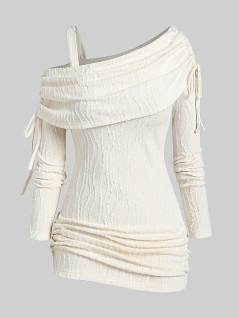 Folded Cinched Ruched Knitwear Sweater top