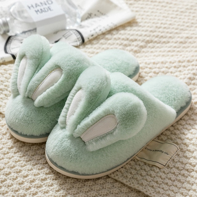 New Design Women Winter Furry Slippers Rabbit Ears