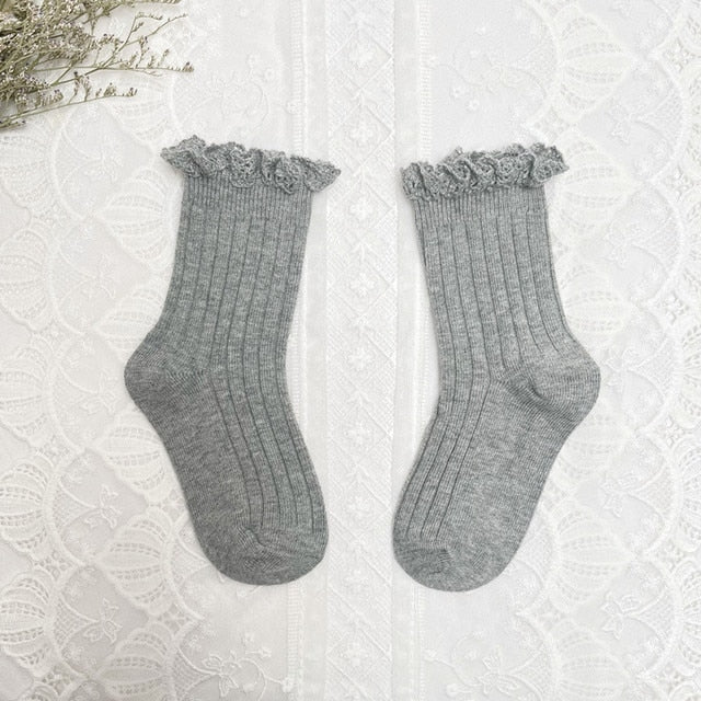 Ruffle Kids Knee High Socks Baby Girls For 0-8 Years - Socks