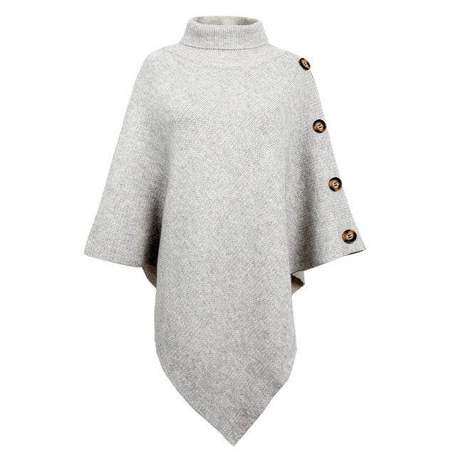 One Size Shawl Cloak Turtleneck for Women