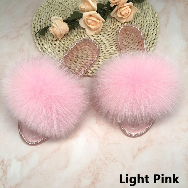 Summer Jelly Shoes Plush Fur Slippers Flat Sandals