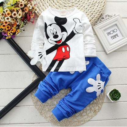 Toddler Kids Cartoon Minnie Dot Long Sleeve T-shirt+pants Sets