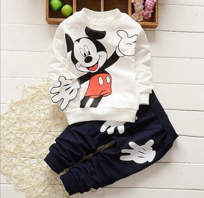 Toddler Kids Cartoon Minnie Dot Long Sleeve T-shirt+pants Sets