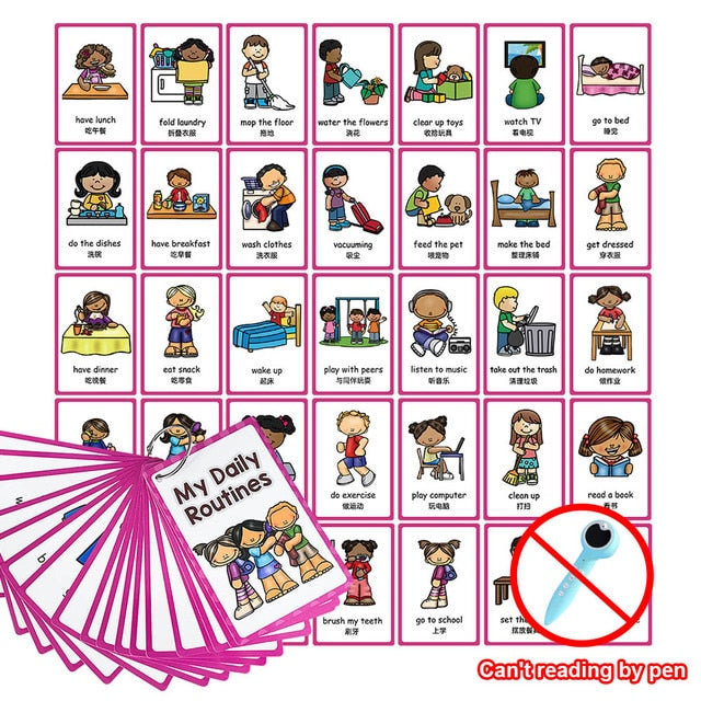 Kids Montessori Baby Learn English Word Card Flashcards Cognitive Educational Toys