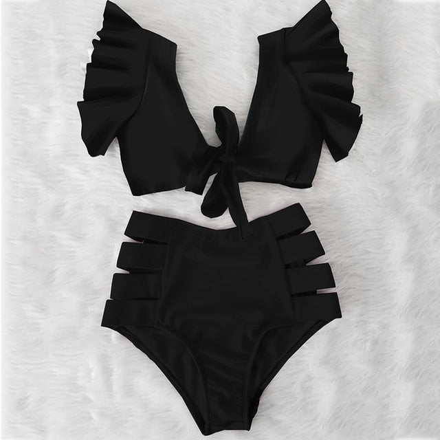 High Waist Ruffled Bikini Set