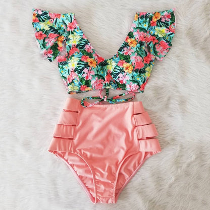 High Waist Ruffled Bikini Set