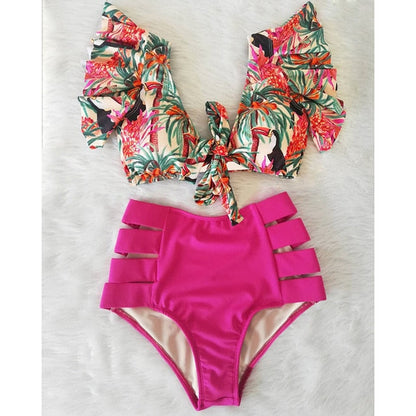 High Waist Ruffled Bikini Set