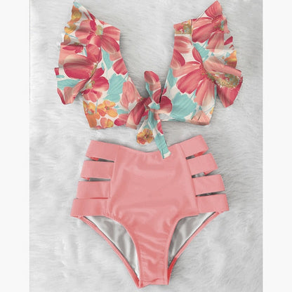 High Waist Ruffled Bikini Set