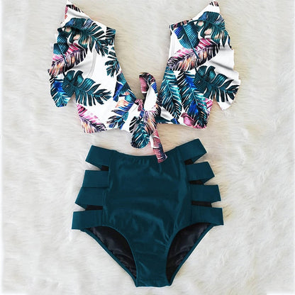 High Waist Ruffled Bikini Set