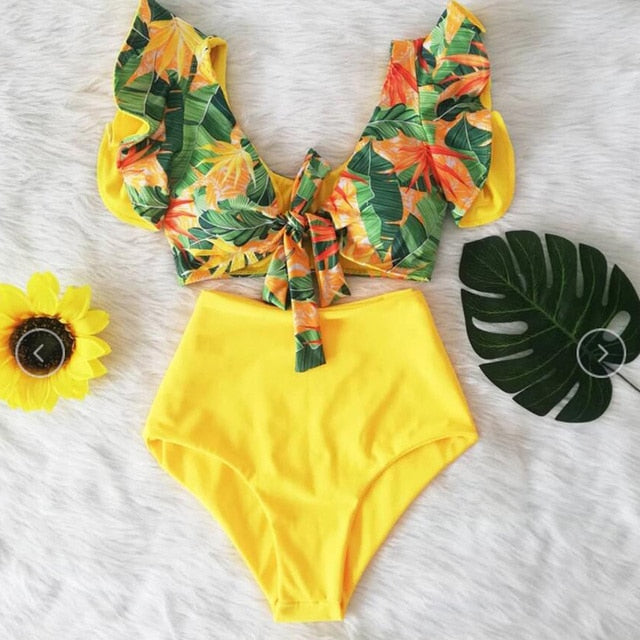 High Waist Ruffled Bikini Set