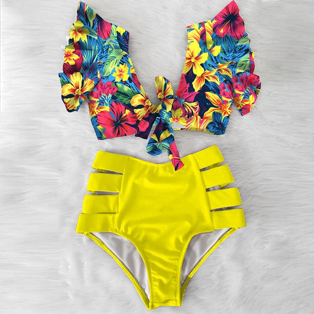 High Waist Ruffled Bikini Set