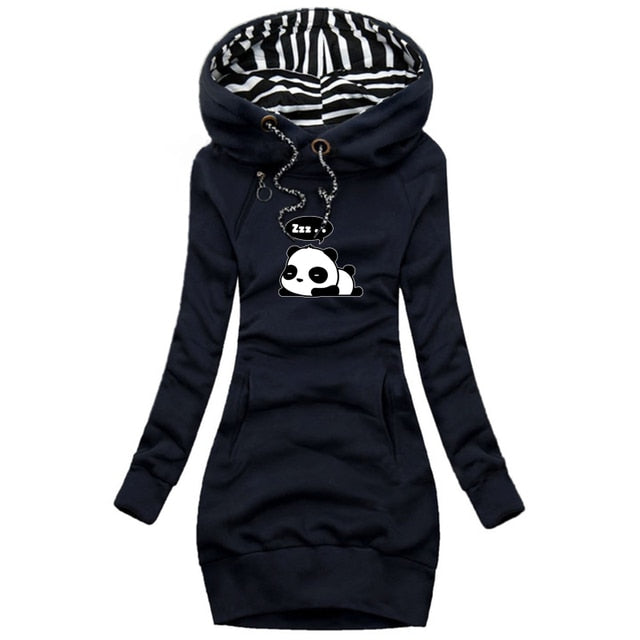 Aesthetic Printing Long Sleeve Hoodies Dress For Women