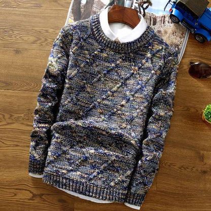 Winter Slim Fit Pull Pullover Long Sleeve Clothes Jacket Male Fashion Knitted Sweaters Men Clothing - Pullovers