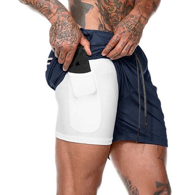 Double pocket Sport Shorts Men Sportswear