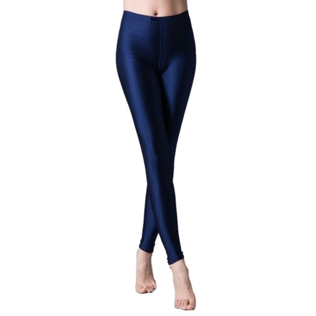 Shinny Elasticity Solid Color Leggings - Azahshopping