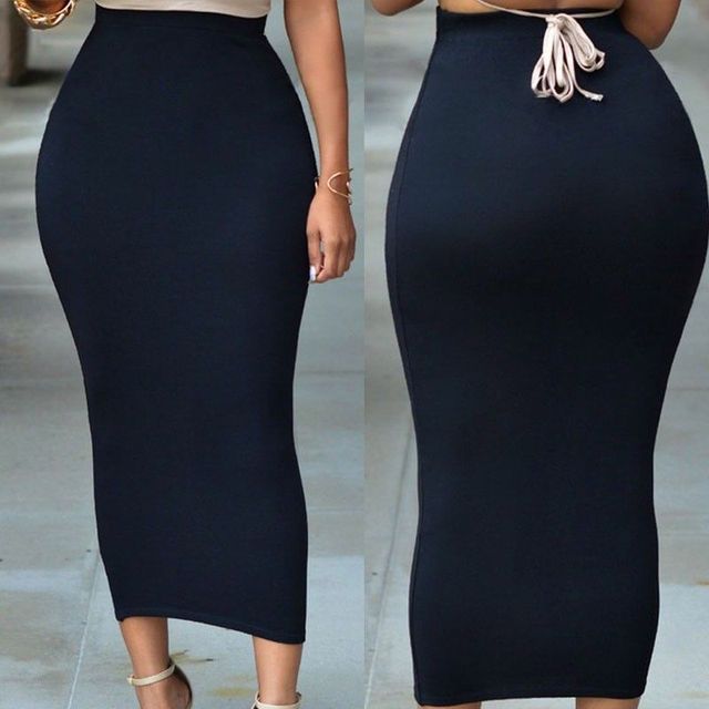 High Waist Pencil Bodycon Maxi Skirt