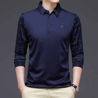 Solid Long Sleeve Polo Shirt for Men