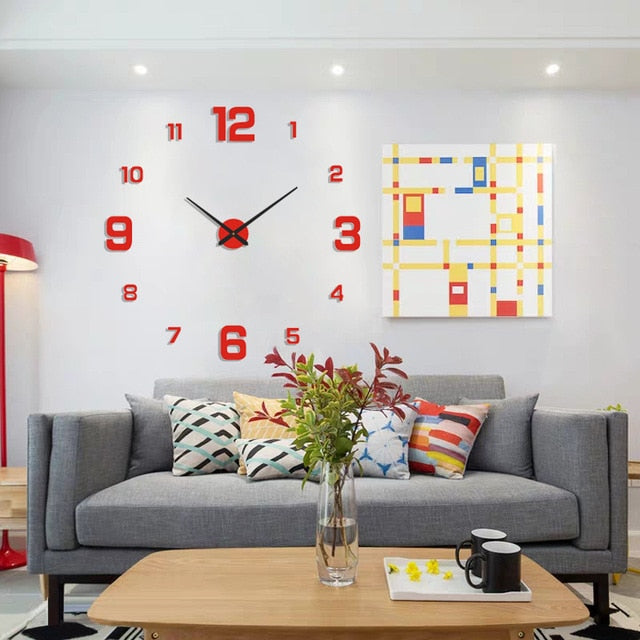 Wall Decorative Sticker Watches 60-130cm Frameless For Home Office Living Room - Wall Clocks