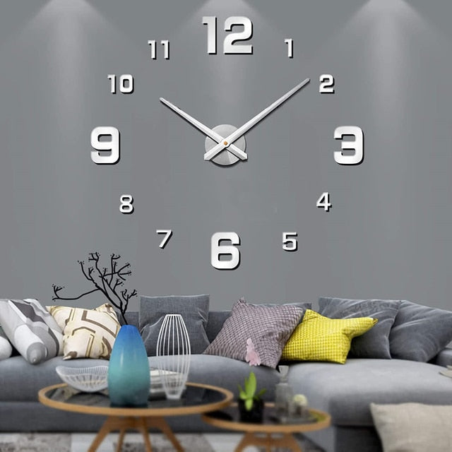 Wall Decorative Sticker Watches 60-130cm Frameless For Home Office Living Room - Wall Clocks