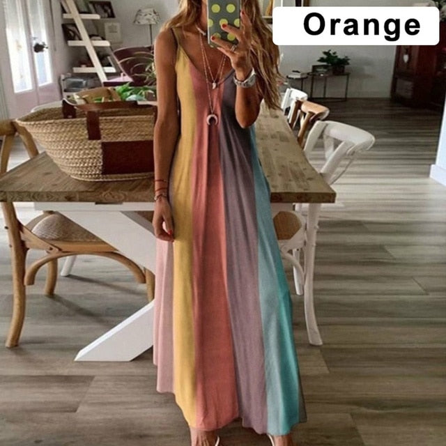 Spring Summer Off Shoulder Bohemian Maxi Dress