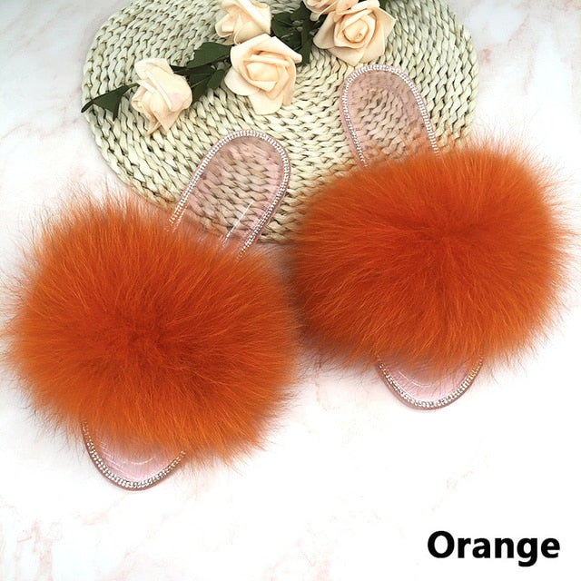 Summer Jelly Shoes Plush Fur Slippers Flat Sandals