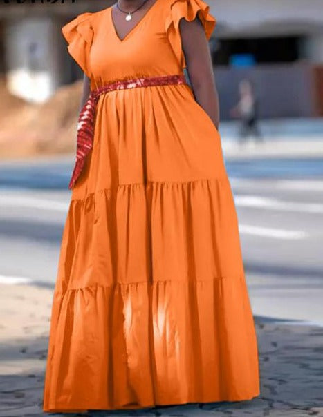 Sleeveless V Neck Long Maxi Summer Dress