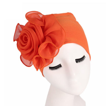 Large Flower Stretch Scarf Hat Ladies Elegant Fashion Hair Accessories Chemo Hat Women Turban Bandanas