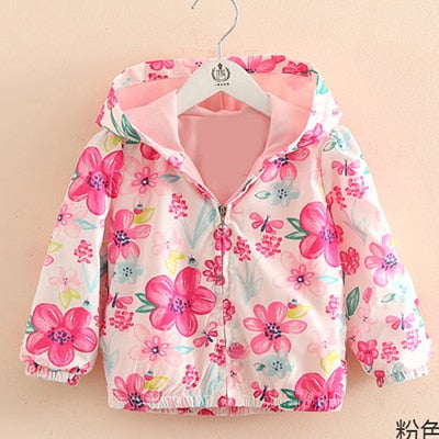 Flower Embroidery Hooded Outwear For Baby Girl