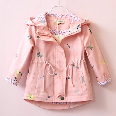 Flower Embroidery Hooded Outwear For Baby Girl