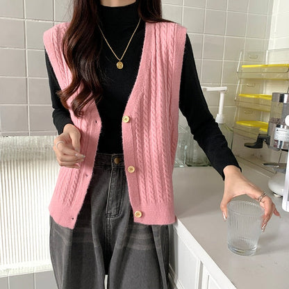 Knitted Sweater V-neck Vest