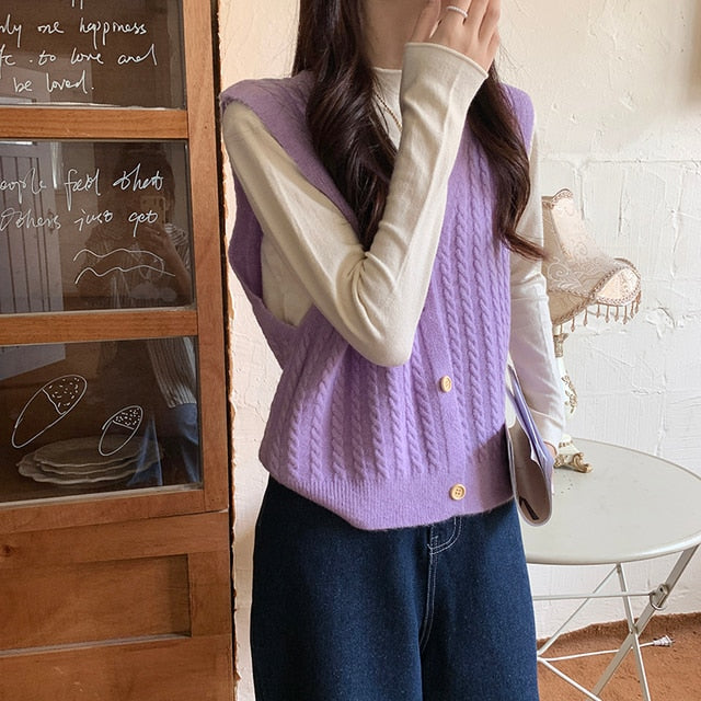 Knitted Sweater V-neck Vest