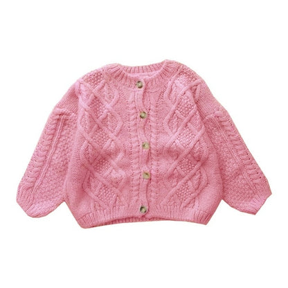 Retro Knitted Sweater Toddler Girls Thickened Cardigan