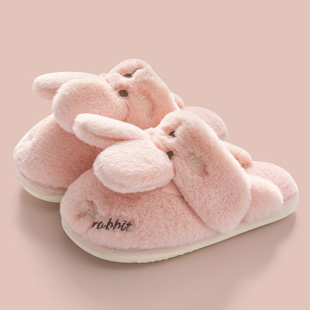 Non-slip Soft Warm House Shoes Men Ladies Indoor Bedroom Couples Cartoon Rabbit Bear Floor Slides