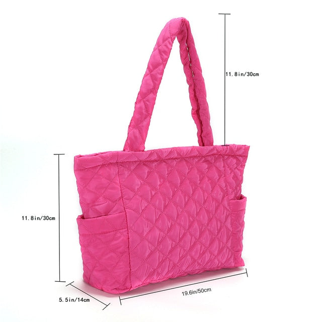 Lattice Pattern Shoulder Bag Space Cotton