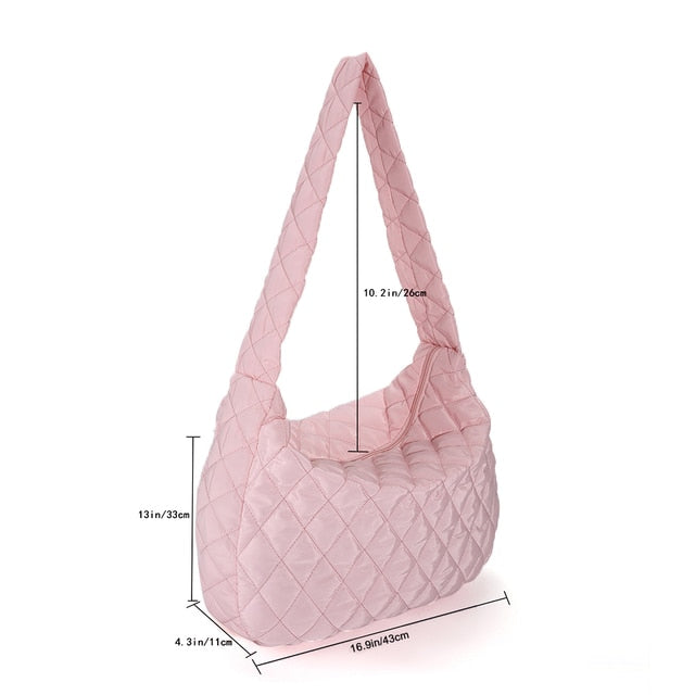 Lattice Pattern Shoulder Bag Space Cotton