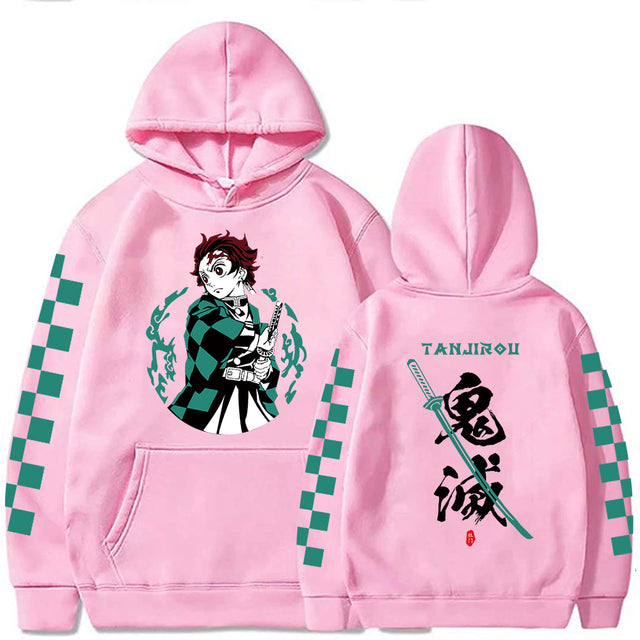 Anime Slayer Hoodies Tanjiro Kamado Print Hooded Sweatshirt for Men