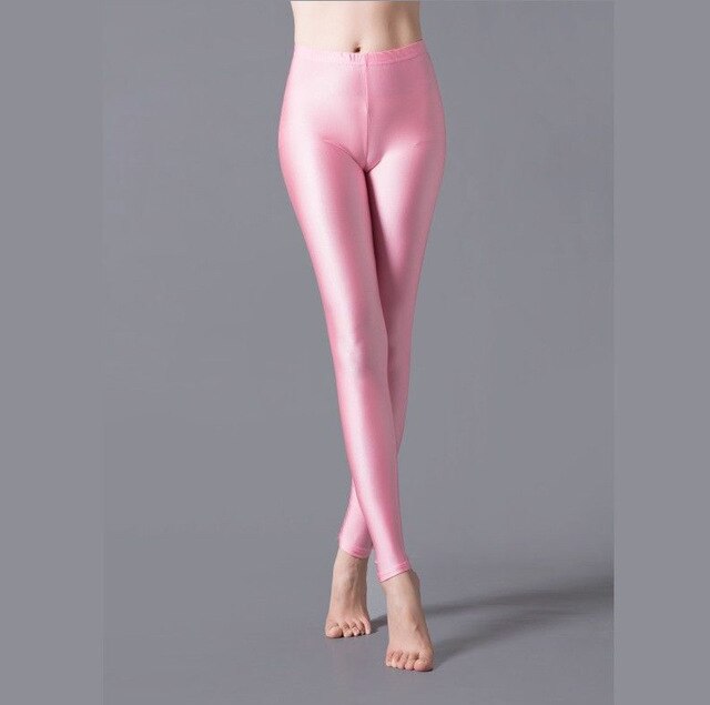 Shinny Elasticity Solid Color Leggings - Azahshopping