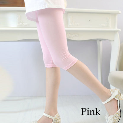 Girls Knee Length Kid Fifth Pants Candy Color