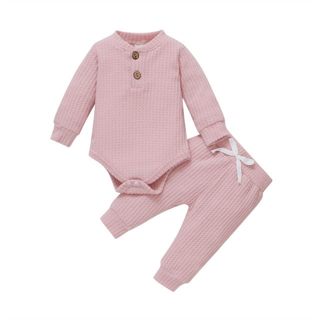 Knitted Warm 2pcs Suit Toddler Girl Boy Long Sleeve Romper