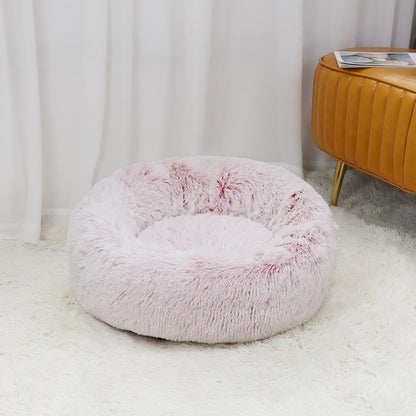 Super Soft Pet Cat Bed Plush Full Size Washable Calm Bed Donut Bed