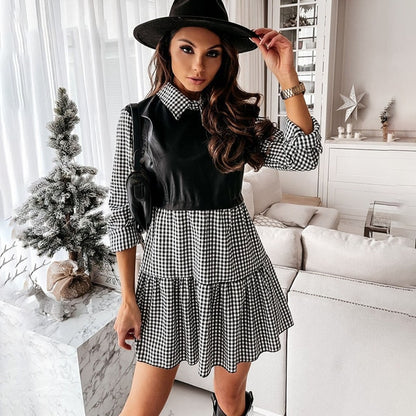 White Long Sleeve Mini Shirt Dress For Women