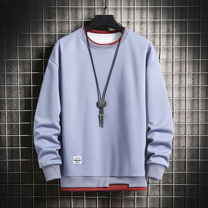 Two Pieces Multi Color Round-neck Sweatshirts for Men