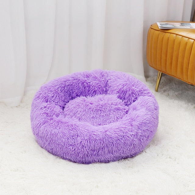 Super Soft Pet Cat Bed Plush Full Size Washable Calm Bed Donut Bed