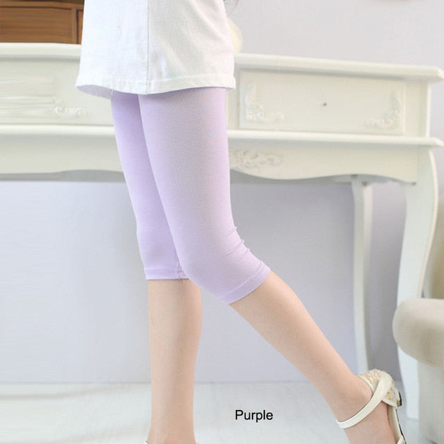 Girls Knee Length Kid Fifth Pants Candy Color