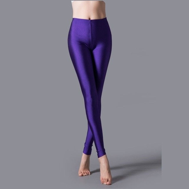 Shinny Elasticity Solid Color Leggings - Azahshopping