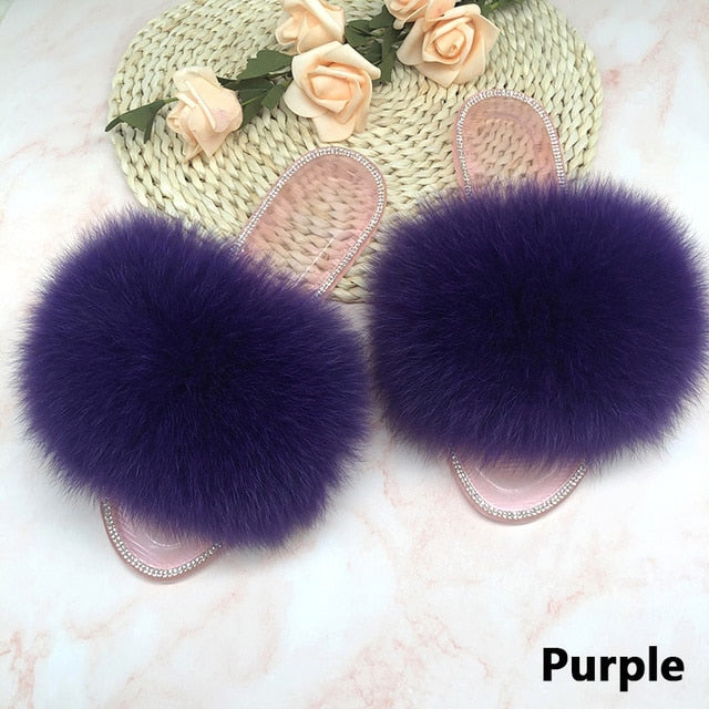 Summer Jelly Shoes Plush Fur Slippers Flat Sandals